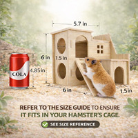 Maison-labyrinthe en bois réutilisable et ajustable pour hamster, avec toboggan amusant et cabane à double étage, pour gerbilles nains, souris, rats et petits animaux