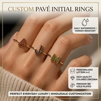 Anillos con Iniciales Chapados en Oro de 18K, 12 Colores, Piedra de Nacimiento, Alfabeto, Sin Deslustre, Joyería Personalizada con Letras, Suministro Directo de Fábrica