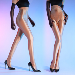 Collants et chaussettes de danse 80 deniers, style européen et américain, sexy, à découpe ouverte, effet brillant et huileux, à coupe haute - Product Image 1