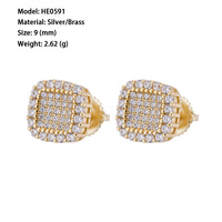 Venta Directa de Fábrica, Joyería Hip Hop de Moda, Aretes de Latón con Circonita y Diamantes para Mujeres y Hombres