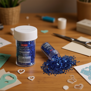 Glitter decorativo Iln 10G blu luminoso a forma di cuore per lavori artigianali - Product Image 3