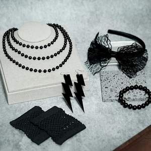 تخفيضات هائلة على إكسسوارات أزياء الفساتين والأقراط عصابة رأس قفازات شبكة صيد السمك قلادة سوار طقم من 5 قطع - Product Image 5