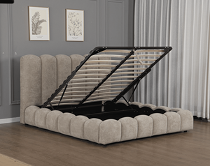 Cadre de lit ottoman rembourré sur mesure avec rangement à vérin à gaz - Base de lit plateforme moderne Fabricant de lits OEM/ODM - Product Image 2