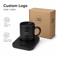 Ensemble cadeau chauffe-tasse intelligent avec logo personnalisé, recharge USB, sous-verre, tasse à café en céramique, contrôle intelligent de la température, applicable aux entreprises