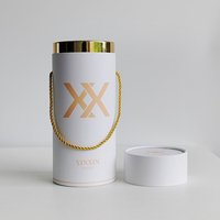 Tube en papier personnalisé de luxe pour bouteille de vin grande taille, avec couvercle métallique en fer, idéal pour emballer du champagne ou du vin rouge