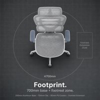 Chaise de bureau ergonomique AOR à dossier haut en maille avec repose-pieds rétractable, base en alliage gris, aluminium robuste, pour le gaming, vente en gros usine