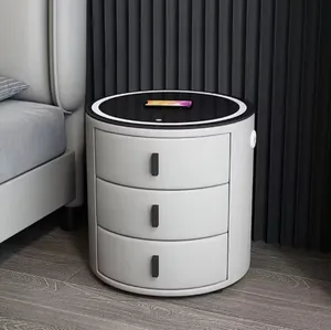 New Stock Smart Nightstand Modern Design Multi-functional Bedside Table Rechargeable Storage Socket With Light Nightstand