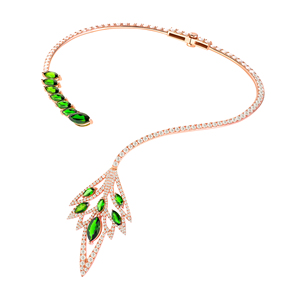 Collier élégant Diopside Garden Of Wisdom Design en or rose 14 carats 18 carats-BeGems Luxury Fine Jewelry OEM ODM - Product Image 1