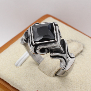 Kim cương hình dạng đá quý nhẫn của nam giới thép không gỉ đá tự nhiên Vòng đồ trang sức thời trang - Product Image 6