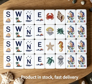 Jeu de Mahjong Personnalisé de Luxe Moderne Thème Océan Américain, Tuiles en Acrylique Faites à la Main Motif Sirène et Créatures Marines, Durable et Portable - Product Image 5
