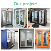 Cabine de bureau acoustique professionnelle moderne en alliage d'aluminium préfabriquée pour 2 personnes, insonorisée, pour réunions, espace de travail silencieux, salle téléphonique