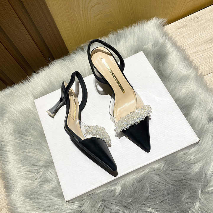 Women's Wedding Shoes Pointed Toe High Heel Bridal Shoes with Rhinestones main image 1