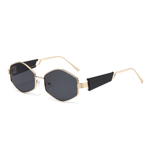 New Metal Light Weight UV400 <b>Square</b> Full Rim Fashion Personalized Diamond Gold Colored Outdoor Beach <b>Sunglasses</b> - Product Image 2
