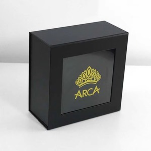 Wholesale Matte <b>Black</b> Custom logo Luxury Cardboard Clothing Gift Packaging <b>Boxes</b> With Transparent Window - Product Image 2
