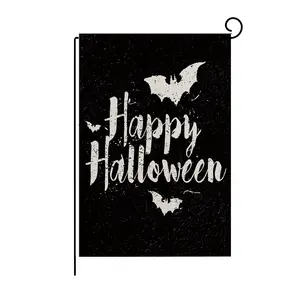 Grosir kustom dekorasi luar ruangan horor labu kerangka hantu bendera taman halloween