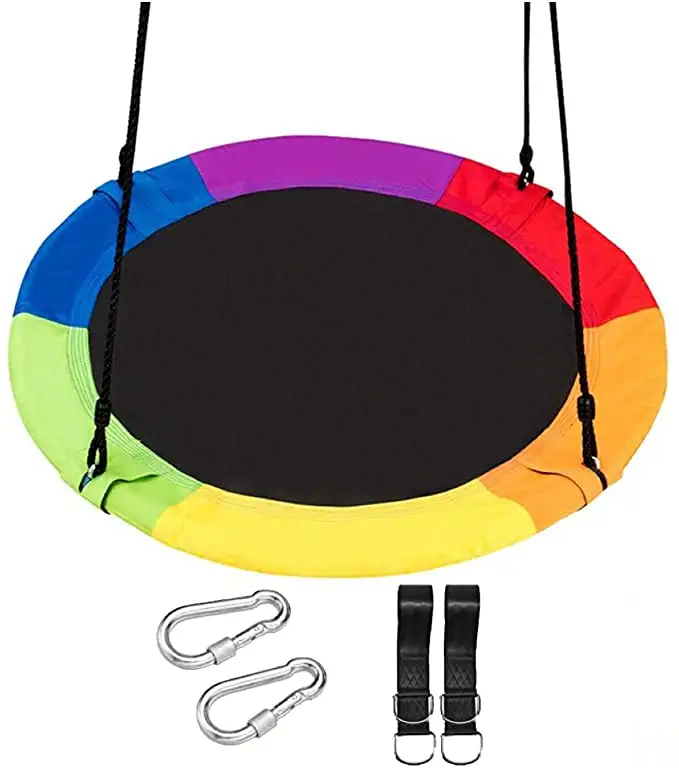 40" Large Round Saucer Swing 900D Oxford 700 Lbs Weight Capacity Adjustable Straps Easy Installation Nest Swing