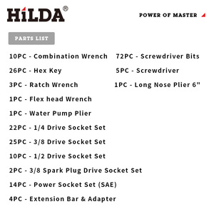 Hilda 213 takım ev el aletleri dahil tornavida <span class=keywords><strong>Bit</strong></span> ev aletleri tamir OEM özelleştirilebilir aracı kutu seti torba ambalaj - Product Image 3