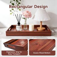 Plateau de service en bois d'acacia avec poignées, plateau multi-usages pour table basse, ottoman, petit-déjeuner au lit
