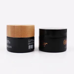 Luxury 5ml 2oz 80ml 100ml Transparent Frosted Black Green Cosmetic Glass Skin Care Jar With Bamboo Lids
