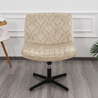 Housse de chaise de bureau en velours à pieds croisés Housse de protection de chaise d'appoint à dossier large pour chaise de vanité pour tâches informatiques