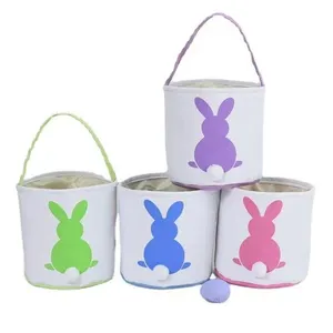 2023 Nieuwe Canvas Easter Bag Diy Konijn Oren Decoratie Cadeau Konijnenmand Easter Bag Of Easter Basket