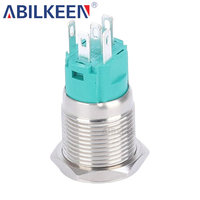 Interrupteur à bouton-poussoir en métal étanche 12V 24V 220V Momentané / à verrouillage pour tableau électrique et système de contrôle
