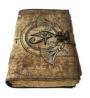 Carnet en cuir « Livre des sorts » avec papier à bords festonnés, Grimoire du Troisième Œil, Journal en cuir vintage, Livre des Ombres