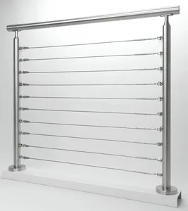 Poteau de balustrade en aluminium avec attaches de <span class=keywords><strong>garde</strong></span>-<span class=keywords><strong>corps</strong></span> en fil d'acier inoxydable pour terrasse extérieure pour villa Installation facile de bricolage - Product Image 1
