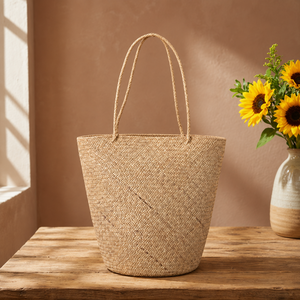 Bolso de mano moderno de alta calidad, tejido con paja, ecológico, de color sólido, estilo bohemio, abierto por arriba, para la playa, de verano, para mujer, grande - Product Image 1