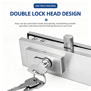 Glass <strong>Door</strong> Bottom Patch Lock Rustproof Floor Spring <strong>Door</strong> Bottom Lock Swing Glass <strong>Door</strong> Deadbolt Lockset for Retail Glass <strong>Doors</strong> - Product Image 2