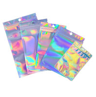 Sac holographique en aluminium Mylar, 20 pièces, Logo personnalisable, petits sacs alimentaires, personnalisés, anti-odeurs, refermable, sac en plastique