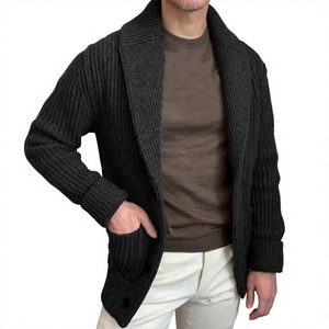 Chaqueta de punto para hombre con cuello chal y botones al frente, estilo cárdigan clásico informal - Product Image 2