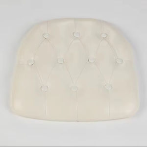وسادة كرسي من الفينيل الأبيض بأزرار جلدية وسادة وسادة - Product Image 1
