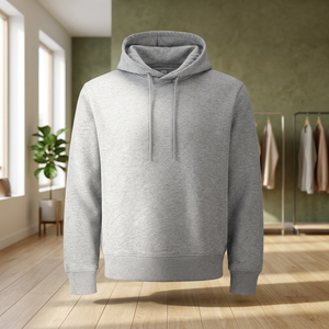 เสื้อสเวตเชิ้ตมีฮู้ดสีเทาสำหรับผู้ชาย ทรงปกติ สีพื้น ผ้าฝ้ายเฟรนช์เทอร์รี่ สวมใส่สบายๆ ในฤดูใบไม้ร่วง - Product Image 3