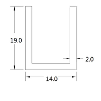 Profilé en U en aluminium anodisé 6063 T5 pour garde-corps en verre, bordure murale, cadre LED, bordure de meuble