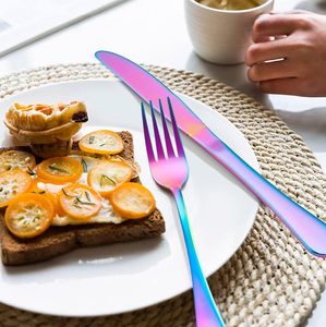 304 Stainless 7pc Titanium-Plated <b>Set</b>, Straw/Knife/Fork/Spoon/Chopsticks, Outdoor Portable - Product Image 4