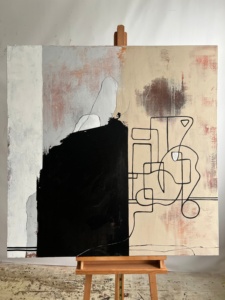 Pintura al óleo de figura blanca y negra pintada a mano sobre lienzo pintura de pared de retrato de cara de hombre abstracta moderna para decoración para sala de estar - Product Image 6