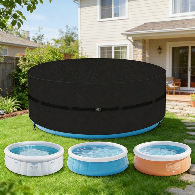 Round Hot Tub Cover Waterproof Outdoor 600D,Spa Covers for Hot Tub,Swimming Pool Cover,UV Protection & Windproof