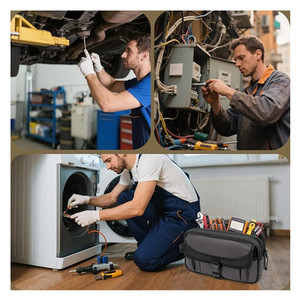 Factory Wholesale ODM PU <b>Small</b> Size Double-Layer Heavy-Duty Zipper Tool <b>Backpack</b> with Shoulder Strap for Practical Storage - Product Image 3