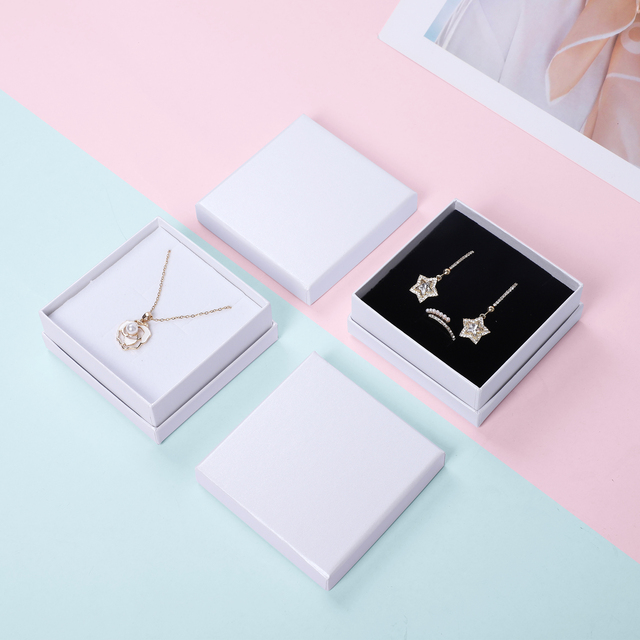 Wholesale Luxury Custom Logo Paper Jewellery Gift Boxes Ring Earrings Necklace Bracelet White Jewelry Packaging Box Lid and Base