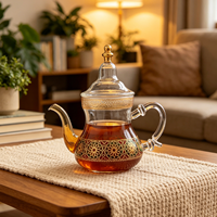 Service à thé en verre SUNPRO écologique, style bohème marocain vintage de luxe léger, pour le Moyen-Orient et l'Arabie Saoudite