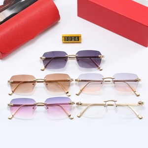 Lunettes <span class=keywords><strong>de</strong></span> <span class=keywords><strong>soleil</strong></span> rectangulaires sans monture UV400, branches métalliques, pour la conduite, unisexe, sans cadre, <span class=keywords><strong>de</strong></span> luxe, <span class=keywords><strong>de</strong></span> créateur, pour femmes, en gros - Product Image 6