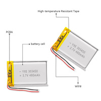 3.7V/480mah 303450 batteries rechargeables au lithium-ion de petite poche pour l'électronique grand public portable