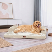 Lit pour chien classique et tendance, confort doux, motif dessin animé, imperméable, en velours cristal, avec coussin orthopédique en mousse alvéolée, canapé pour animaux de compagnie amovible