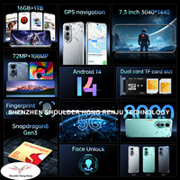 POVA7 Pro 16G+1TB Android 15 7.3 Pouces Global 5G Téléphone Portable Processeur Rapide Longue Autonomie Wi-Fi Grand Stockage
