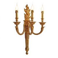 Lampe murale de luxe de style français, vintage européen, entièrement en cuivre, pour salon, salle à manger, chambre à coucher, hall d'entrée, lampe à bougie en laiton