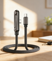 Support de bureau pliable en gros avec câble de charge rapide Type-C en nylon tressé