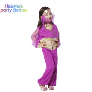 Costume de danse du ventre pour enfants HESPER Purple, déguisement de princesse arabe pour Halloween, cosplay, spectacle de carnaval, jeu de rôle, robe de fête - Product Image 3
