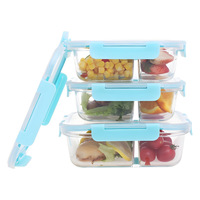 Boîte à lunch 12 pièces, boîte de conservation alimentaire en plastique de qualité alimentaire pour micro-ondes et réfrigérateur, avec couvercle hermétique
