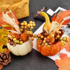 Lot de Décorations Florales d'Automne en Mousse de Haute Qualité Kangning : Citrouilles, Feuilles d'Érable Artificielles et Baies pour Halloween et Thanksgiving - Product Image 1